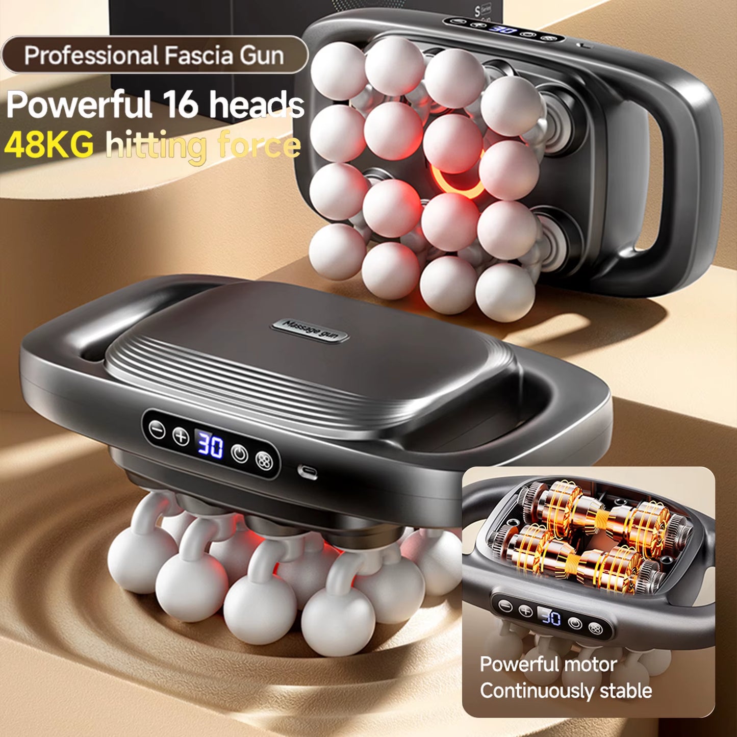 Massager Gun Set Deep Tissue Body Fitness Muscle Electric Relax Massager for Back Shoulders Legs Foot 16 Heads