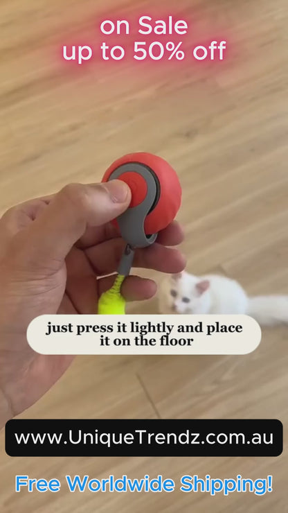 Interactive Rolling Ball Cat Toy – Automatic Smart Electric Ball with Faux Tail, Rechargeable Pet Training Toy